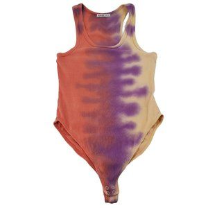 Agolde Multicolor Rib Knit Sleeveless Tie Dye Snap Crotch Bodysuit